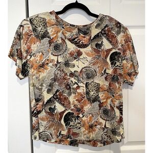 Vintage Emo Womens Artsy Floral Top Size M Goblincore Whimsical Earthy Unique‎